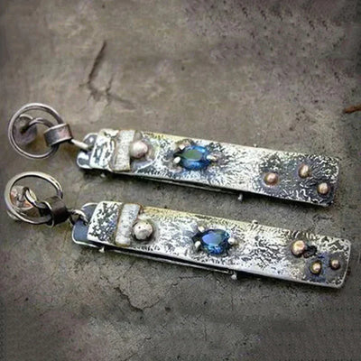 Caravanas de Piedra Azul Hechos a Mano