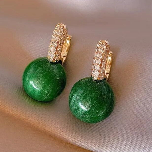 Caravanas de Perlas Verdes Elegantes
