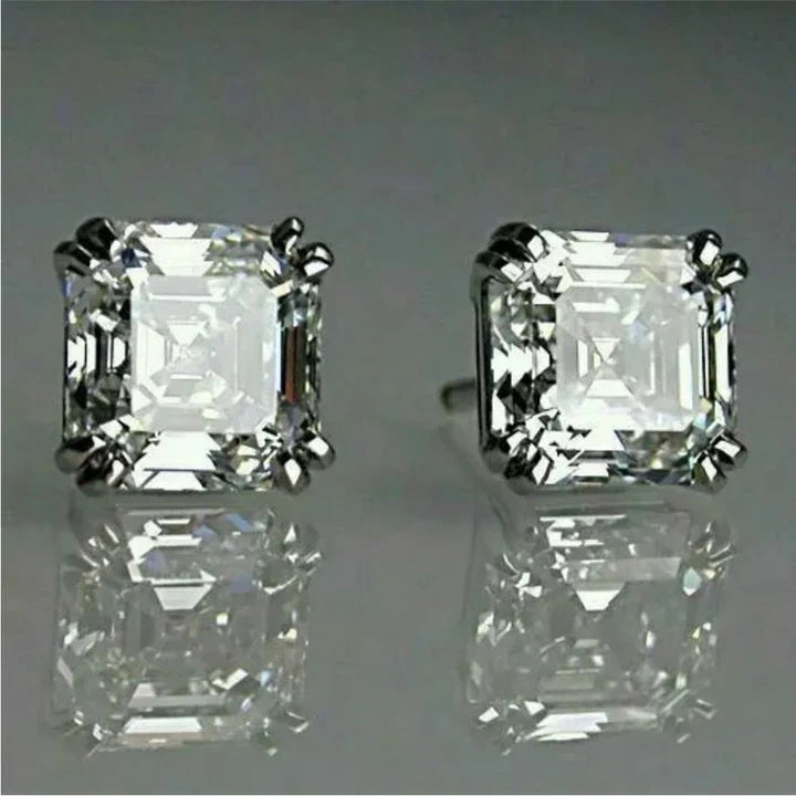 Caravanas Cúbicos Brillantes en Plata Vintage