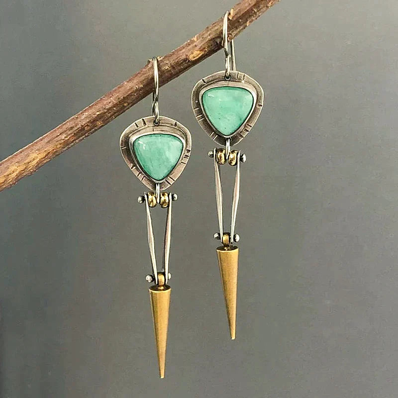 Caravanas Boho Étnicos de Resina Verde