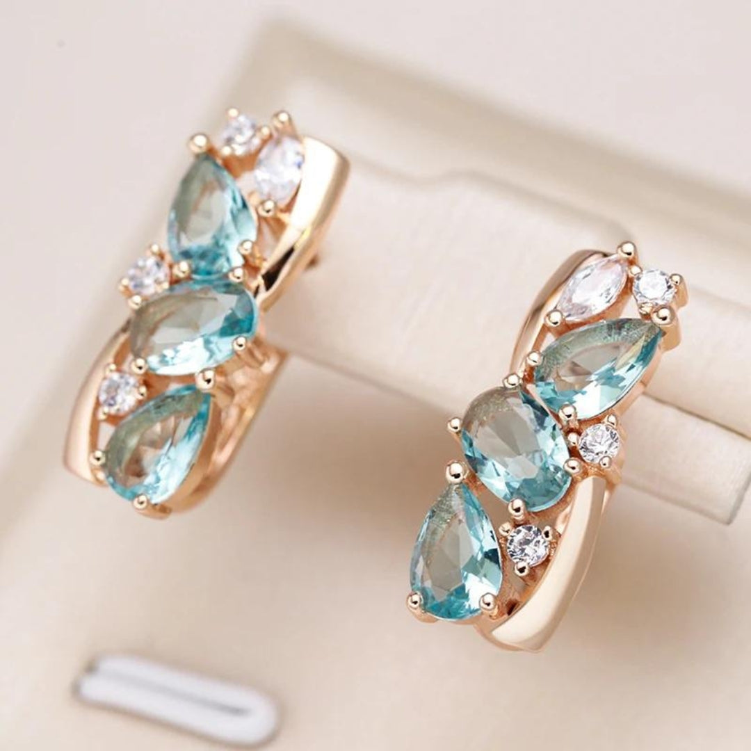 Caravanas de Oro con Circonitas Azules