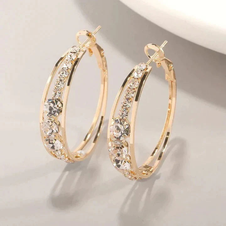 Caravanas de Aros Dorados Brillantes Elegantes