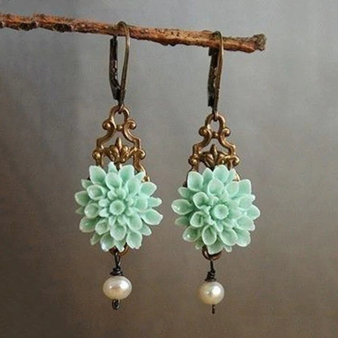 Caravanas Boho Turquesa y Perlas