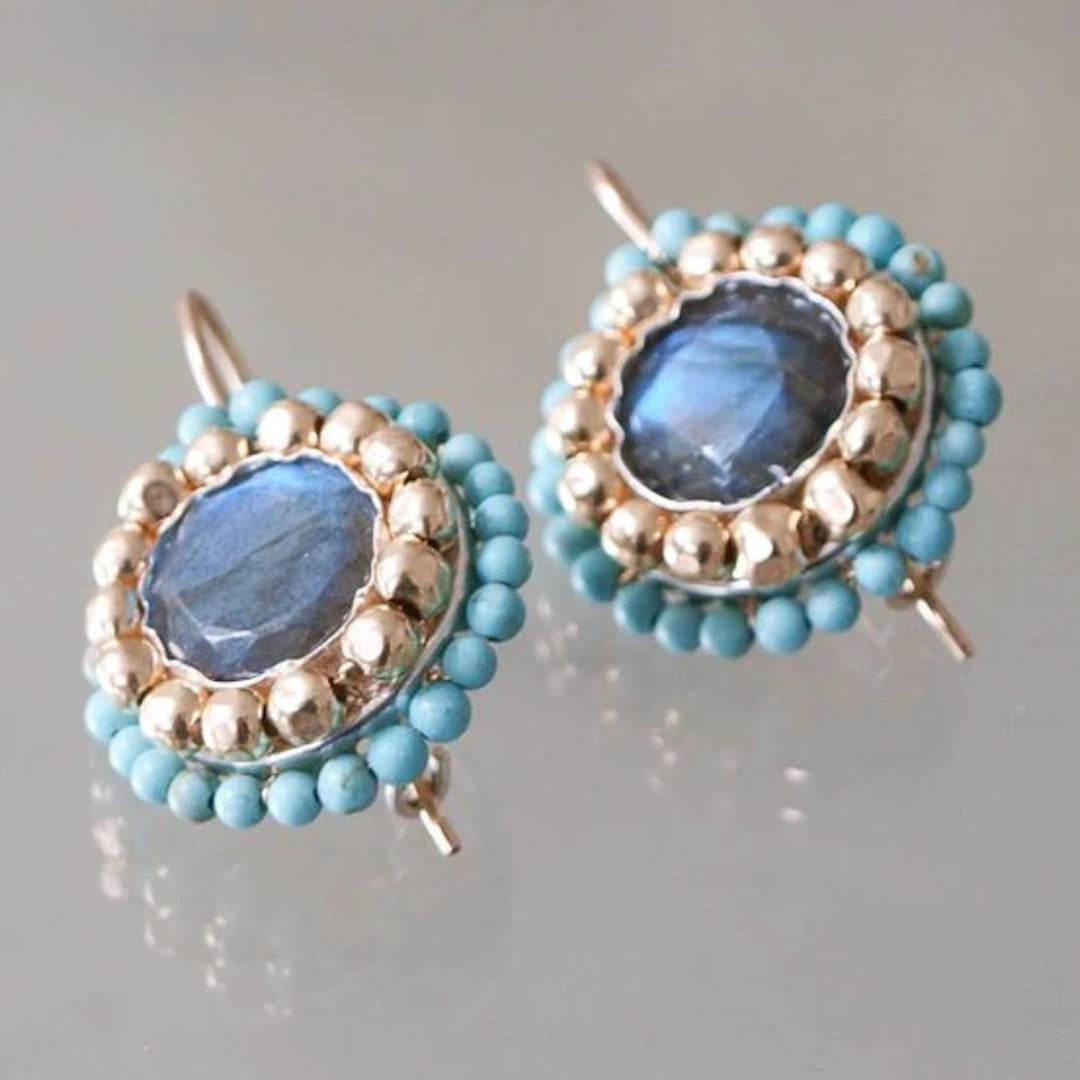 Caravanas Vintage Piedras Azules