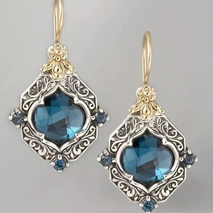 Caravanas Cristal Azul Vintage