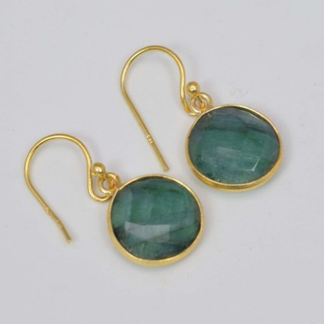 Caravanas Cristal Verde en Oro Vintage