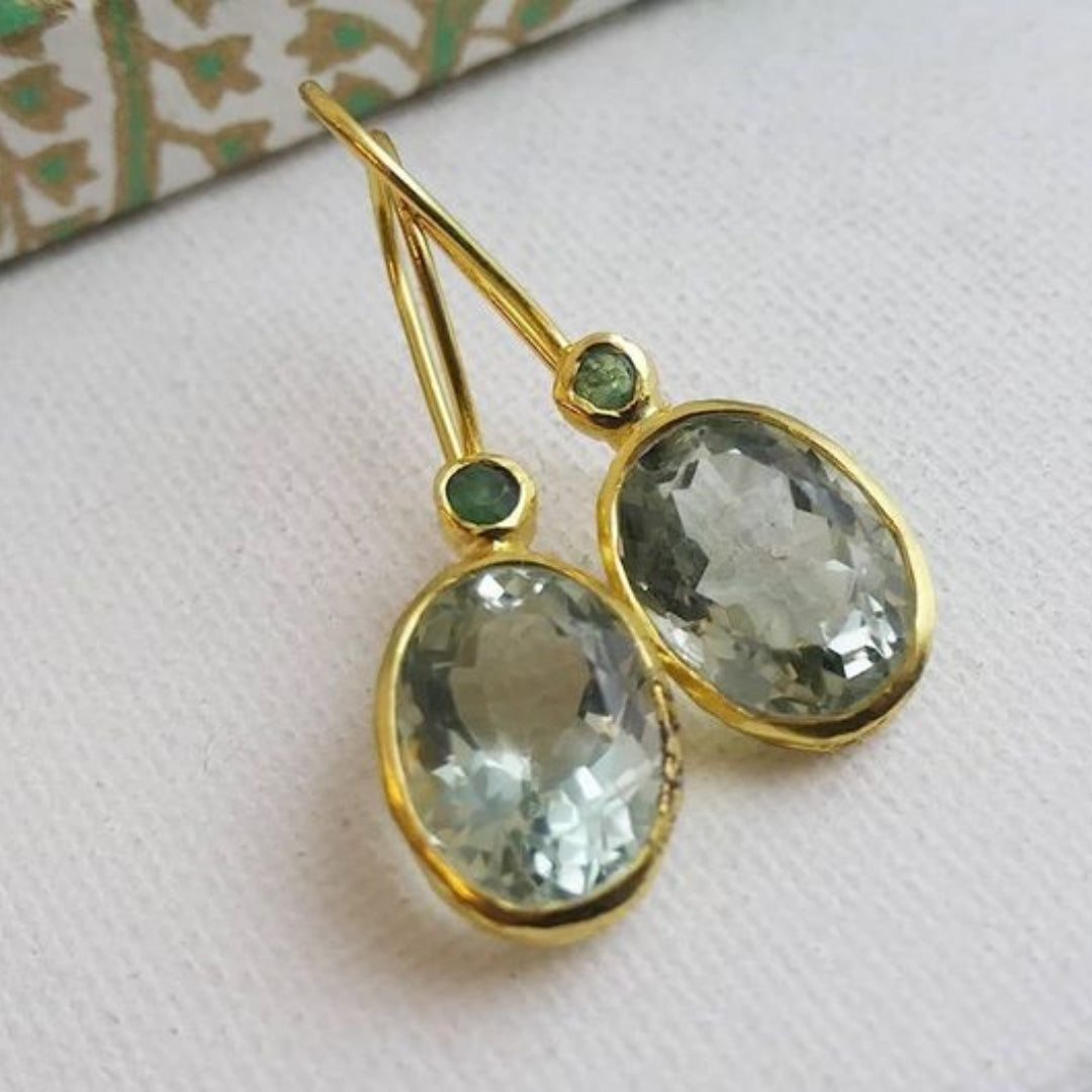 Caravanas Cristal de Olivo en Oro