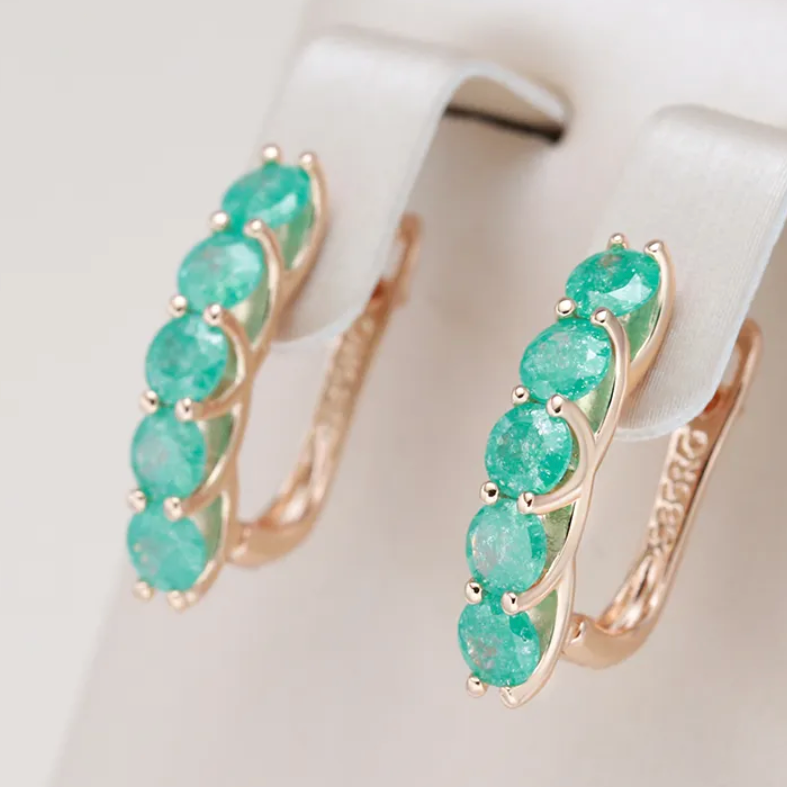 Caravanas de Cristal Turquesa Incrustado Elegante
