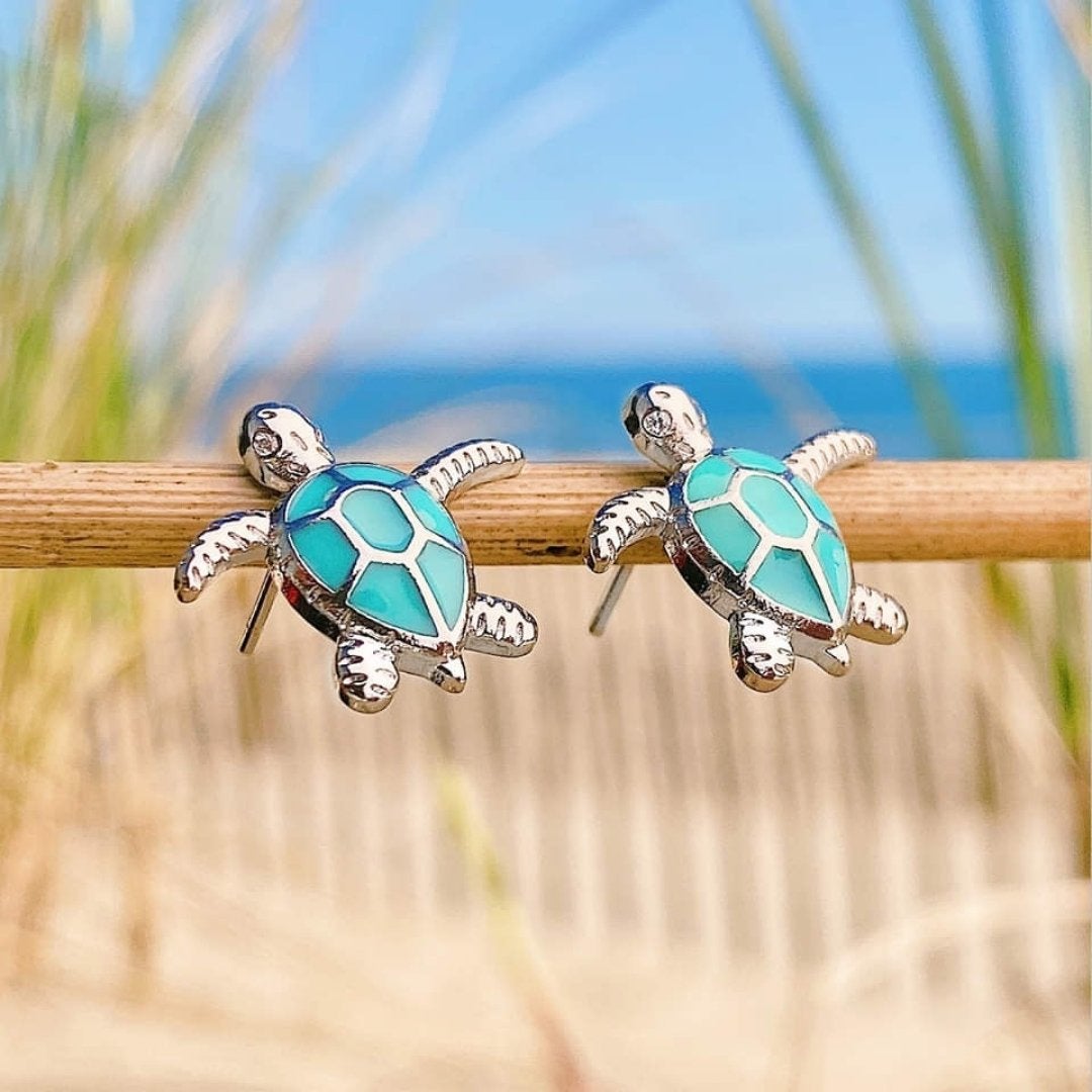 Caravanas Tortuga Marina en Ópalo y Plata