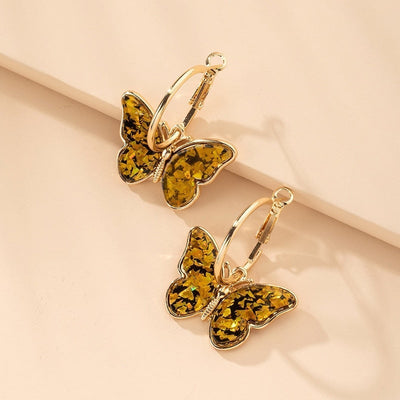 Caravanas Mariposa de Cristal con Esmalte Pintado a Mano