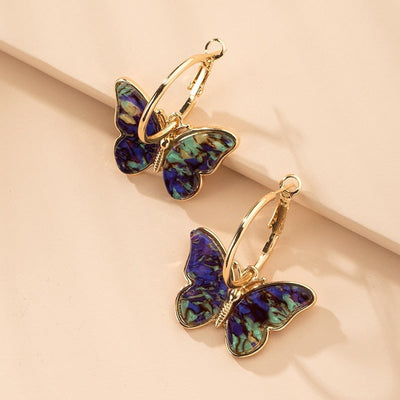 Caravanas Mariposa de Cristal con Esmalte Pintado a Mano