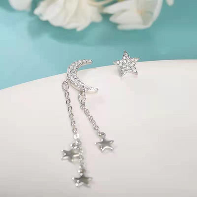 Caravanas Luna y Estrellas en Plata 925