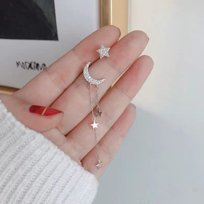 Caravanas Luna y Estrellas en Plata 925