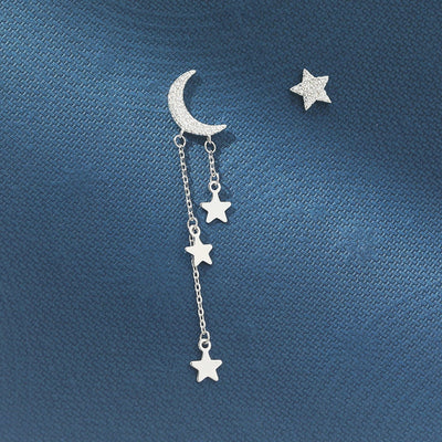 Caravanas Luna y Estrellas en Plata 925