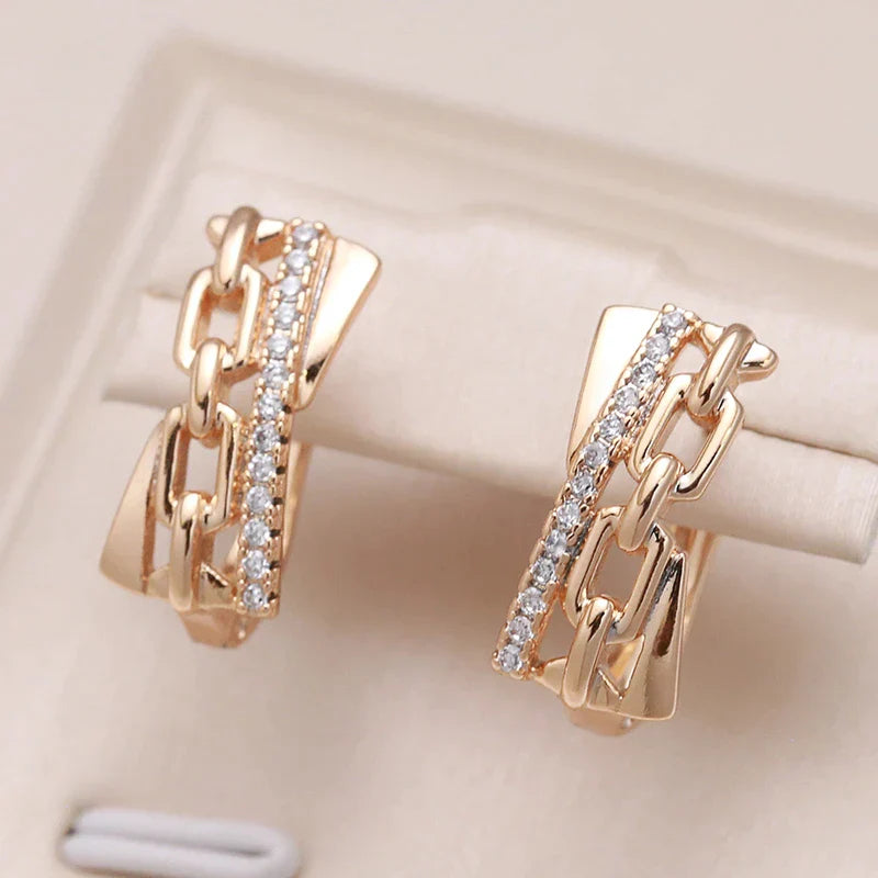 Caravanas Elegantes de Cadenas y Circonitas