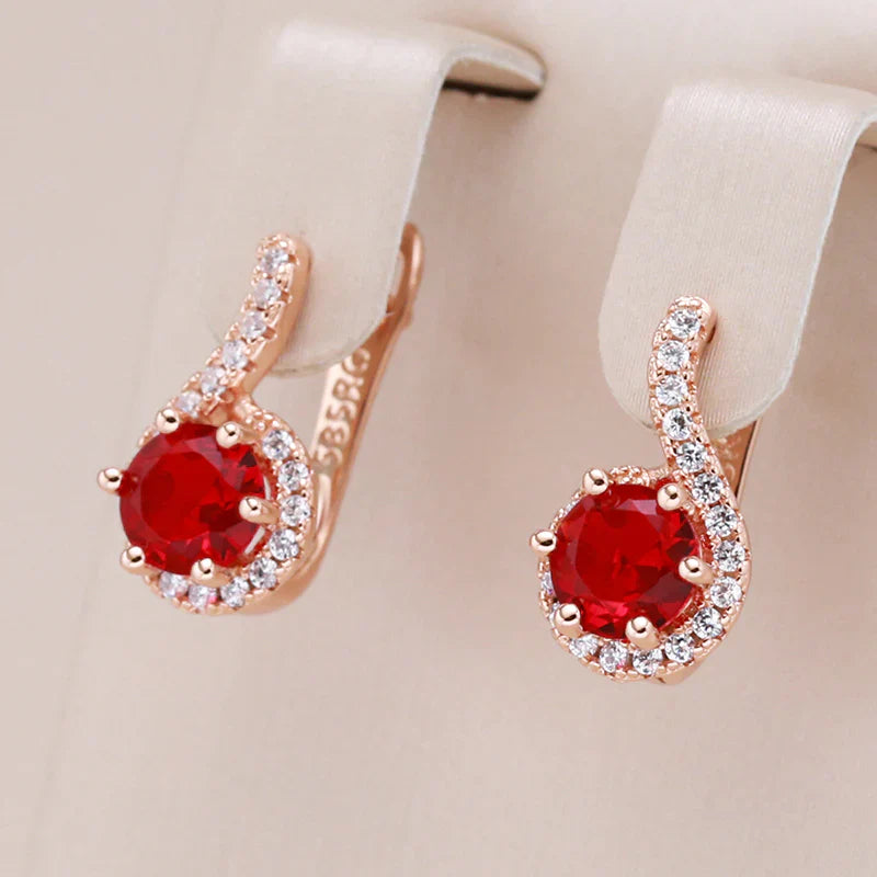 Caravanas Elegantes con Circonio Rojo