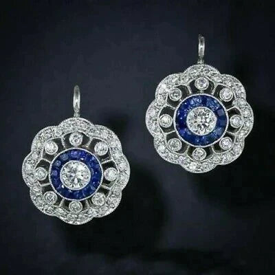 Caravanas Mandala con Circonitas Azules Vintage