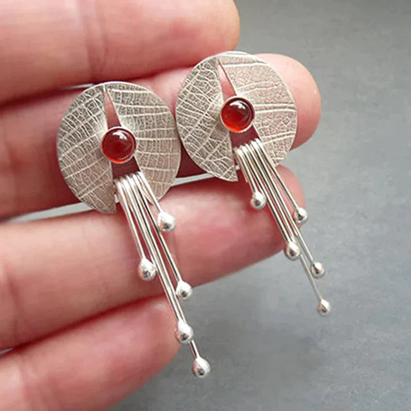 Caravanas Colgantes Huecos de Piedra Roja