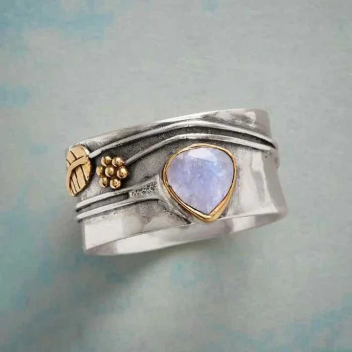 Anillo Gota de Piedra Lunar Vintage