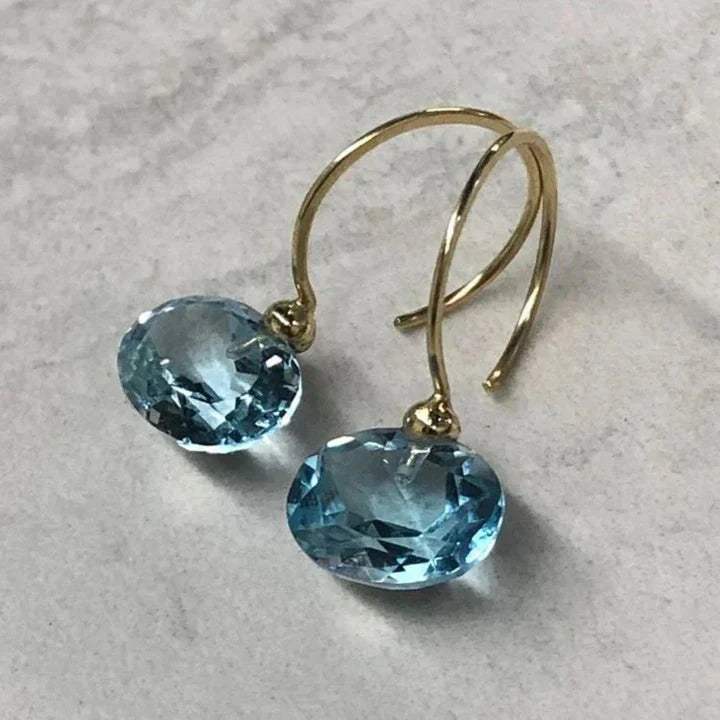 Caravanas Cristales Azules Colgantes Vintage