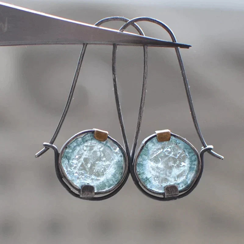 Caravanas Vintage Cristal de Luna en Plata