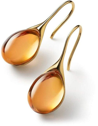 Caravanas de Gota de Cristal en Oro y Plata