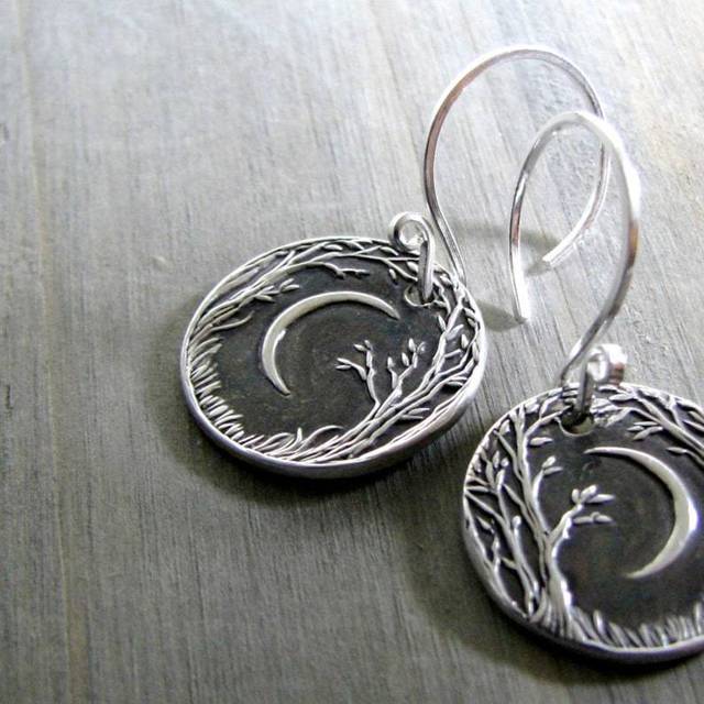 Caravanas Vintage Noche Lunar en Plata