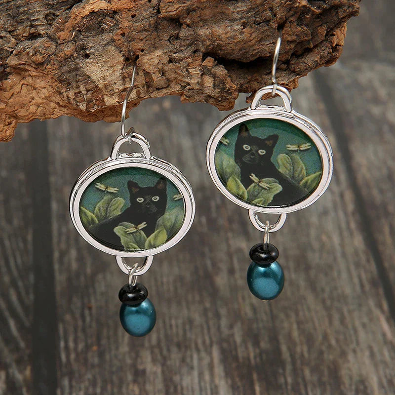 Caravanas Vintage de Gatitos en Plata