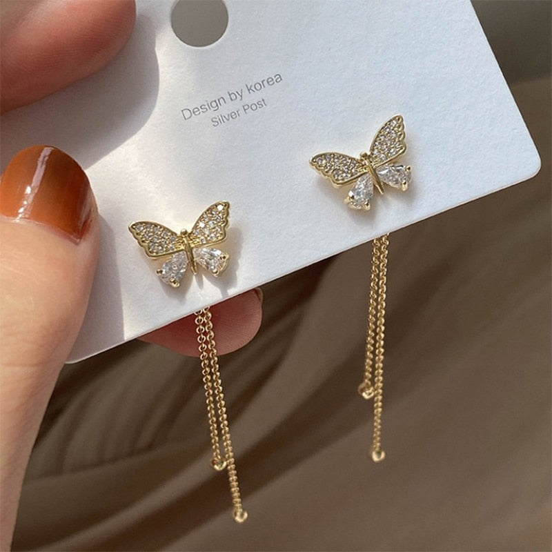 Caravanas de Mariposa en Circonita y Oro