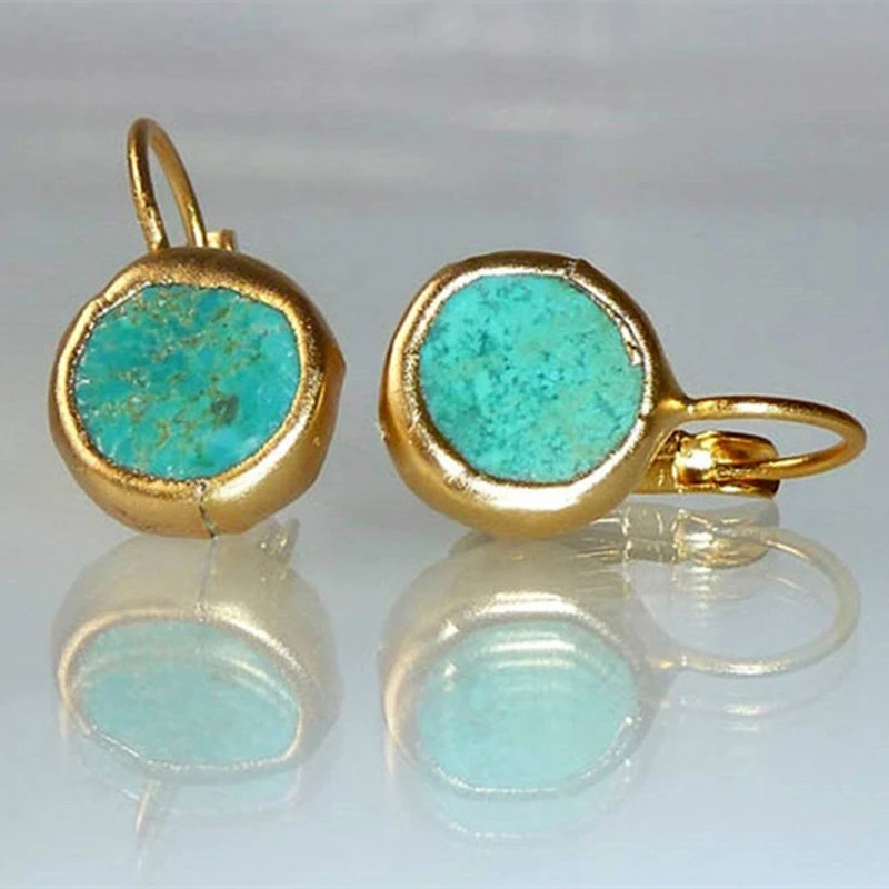 Caravanas de Oro con Piedra Turquesa