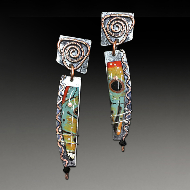 Caravanas Étnicos de Plata con Esmalte Multicolor