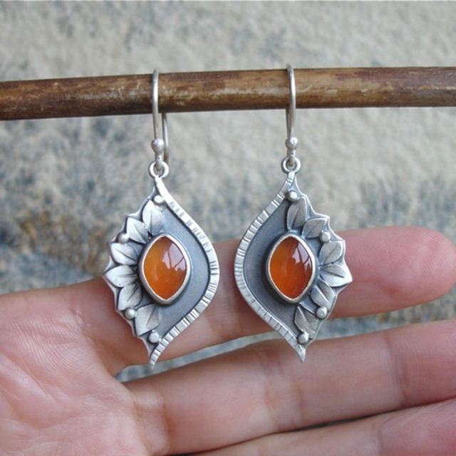 Caravanas Boho con Cristales Naranjas