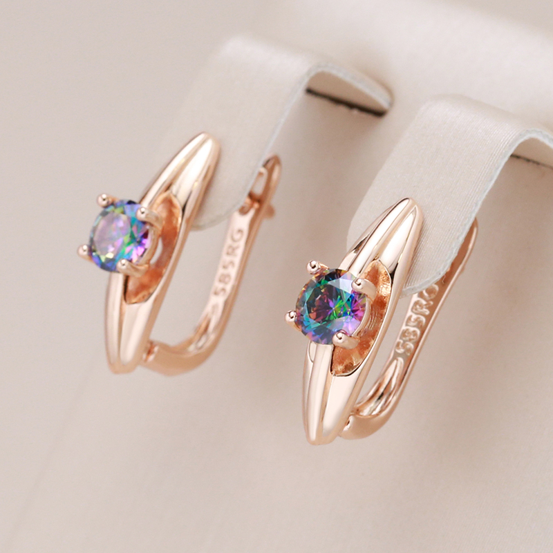 Caravanas Elegantes con Circonita Multicolor en Oro