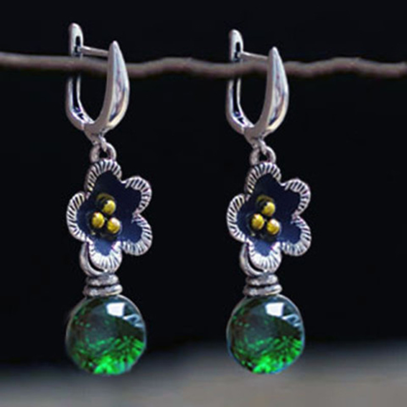 Caravanas Boho con Cristales Verdes