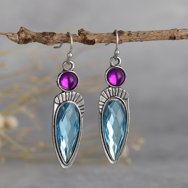 Caravanas de Cristales Azules Vintage