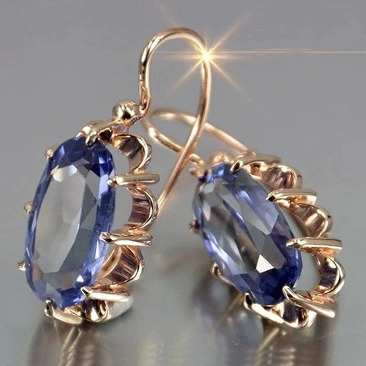 Caravanas de Cristal Azul Dorados