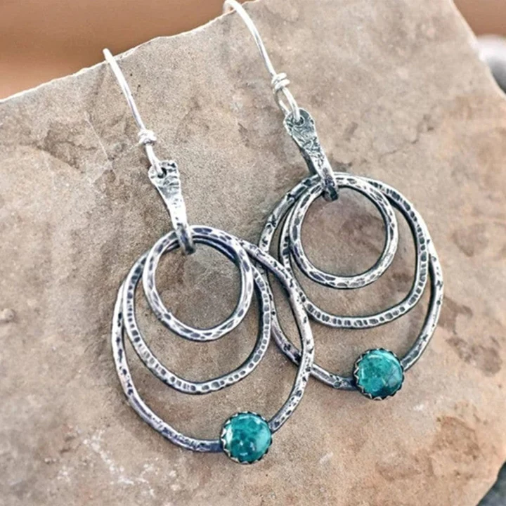Caravanas Vintage Turquesas en Plata