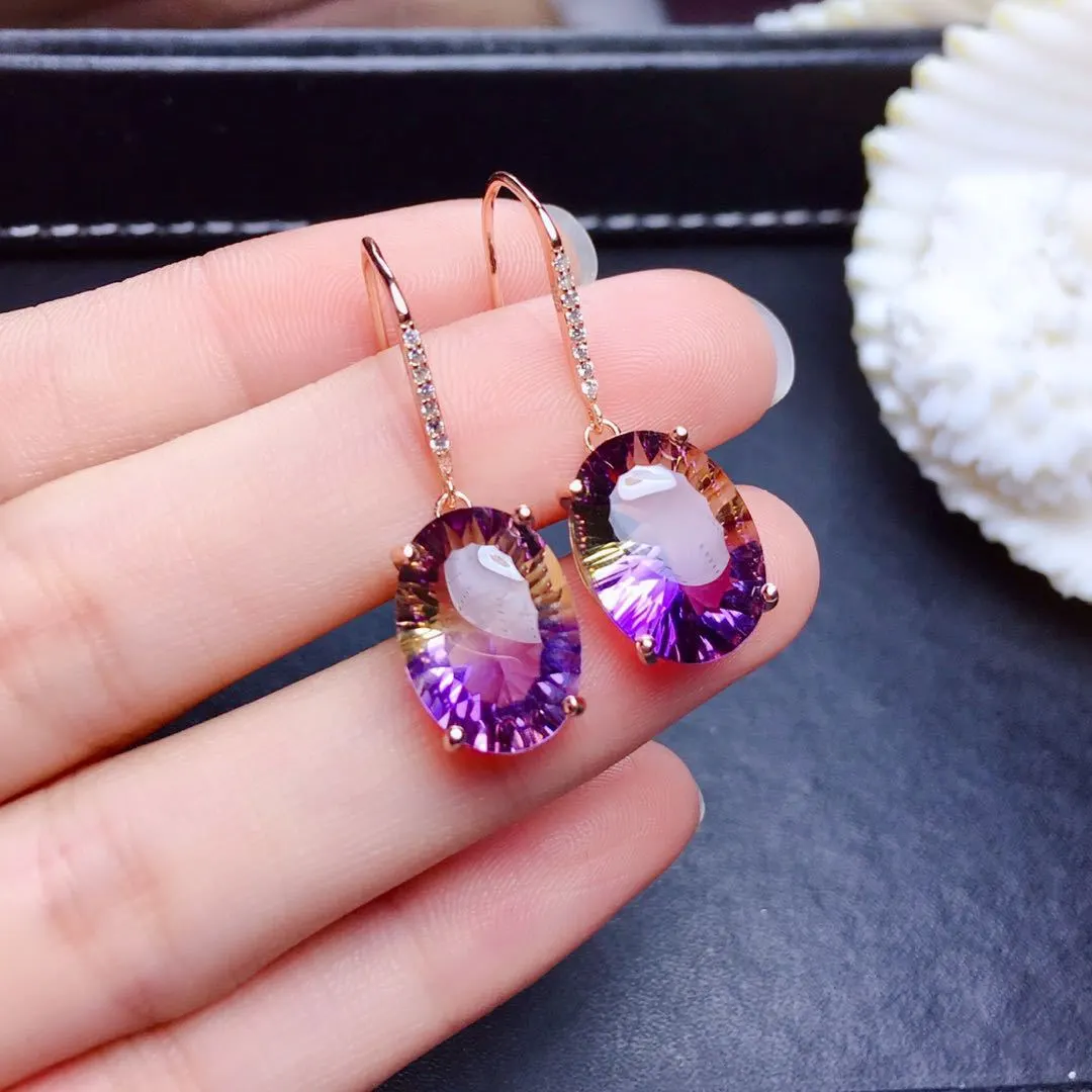 Caravanas Cristal Morado Elegante
