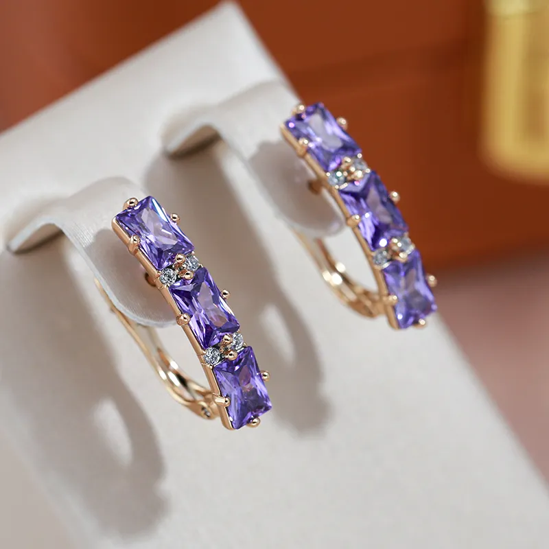 Caravanas Elegantes Cristales Morados