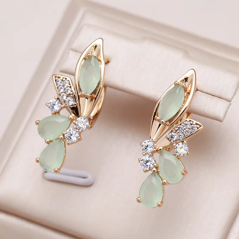 Elegantes Caravanas de Cristal Alas Verdes
