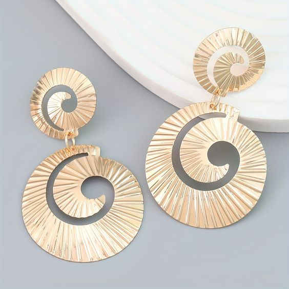 Caravanas Boho Espiral Dorada