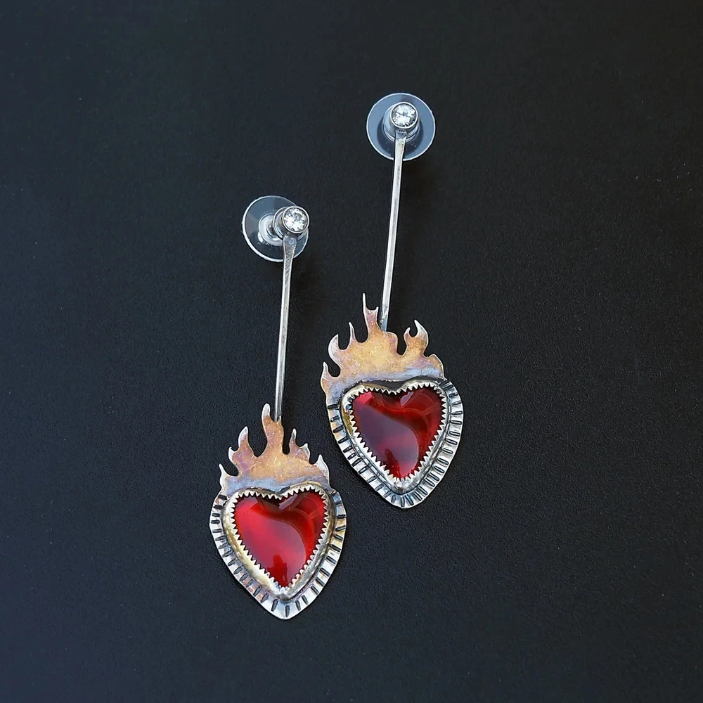 Caravanas Corazón de Fuego Vintage