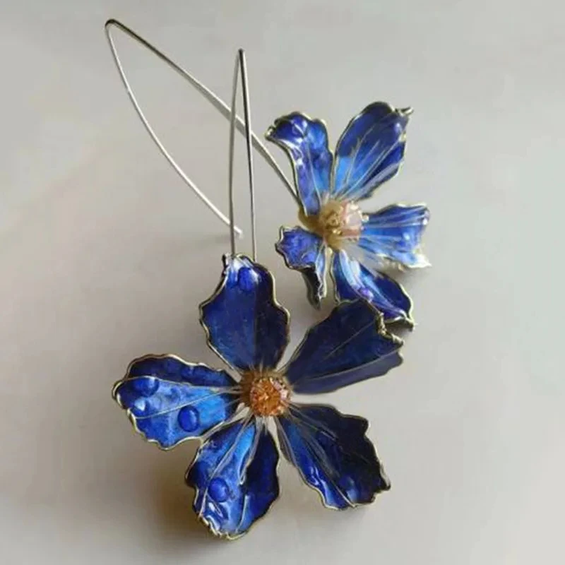Caravanas Flor Vintage Azul