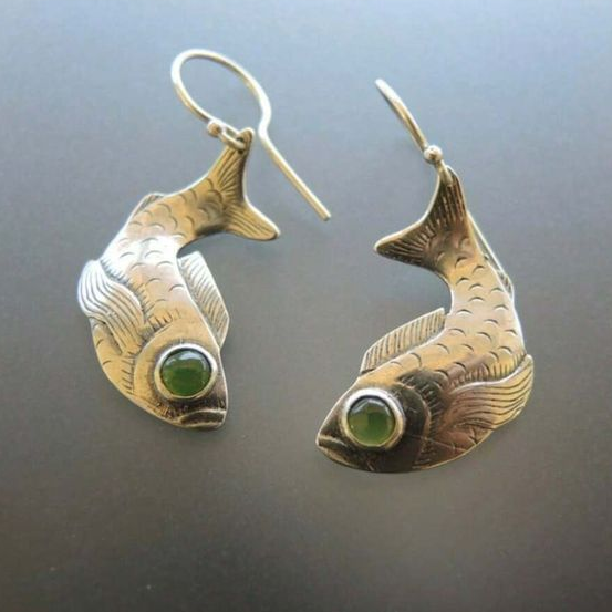 Caravanas Pez Koi Vintage en Plata
