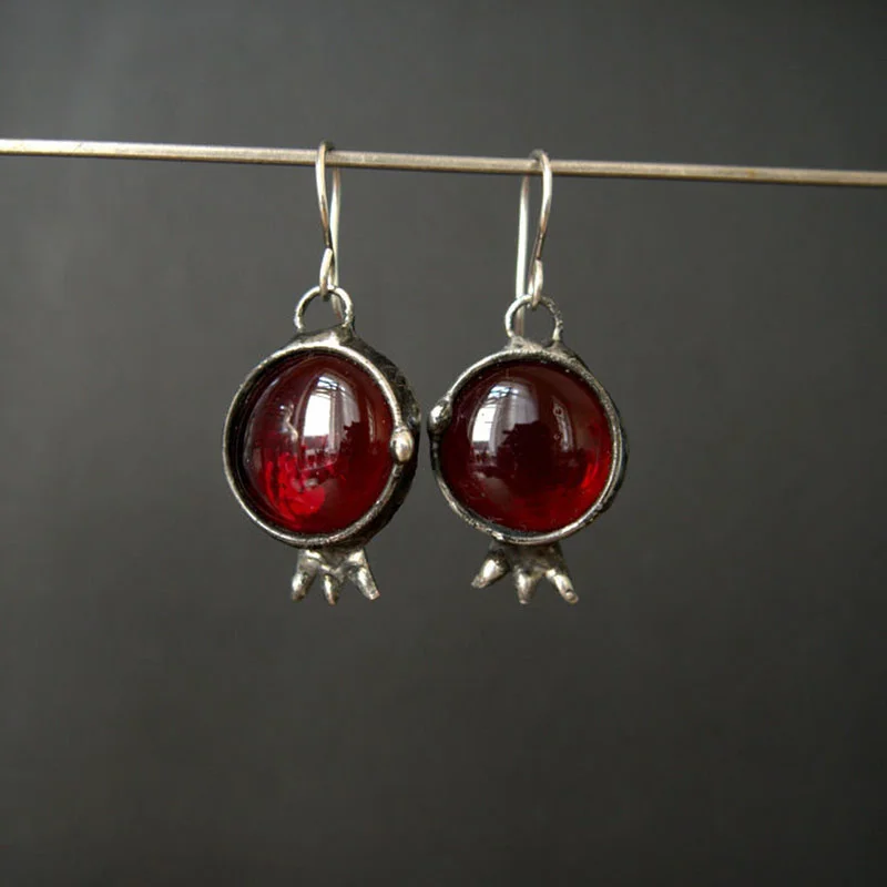 Caravanas Vintage con Cristal Rojo Incrustado