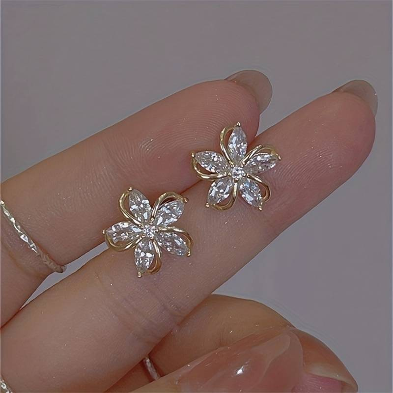 Caravanas Florales Brillantes Elegantes
