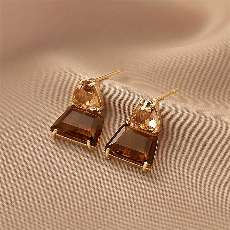 Caravanas de Cristal Marrón Elegante