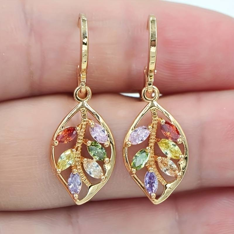 Caravanas Vintage Hoja de Cristal Multicolor