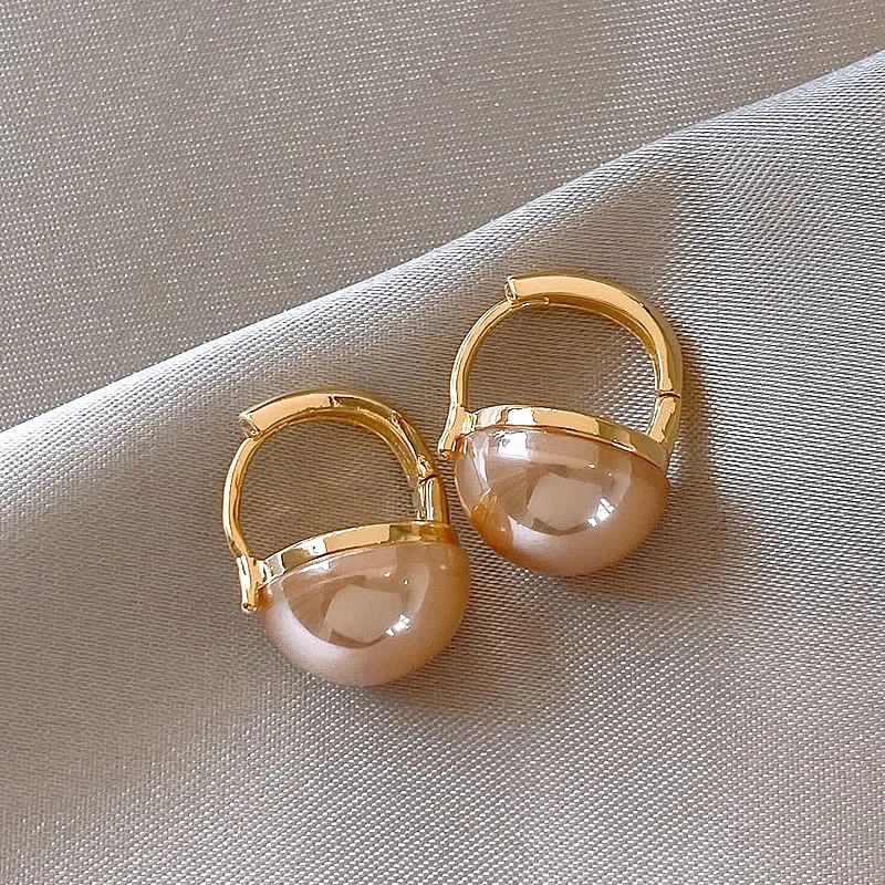 Elegantes Caravanas de Oro Rosa Perla