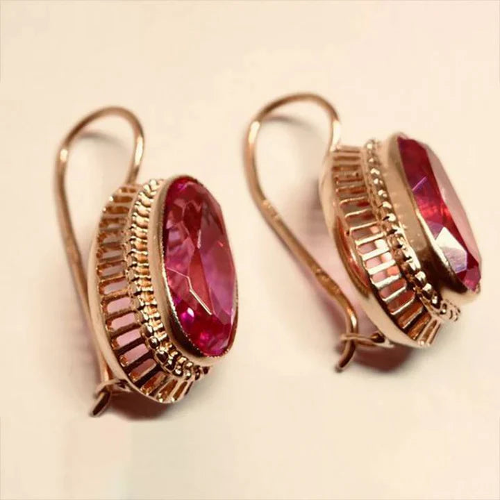 Caravanas Cristales Rojos Vintage